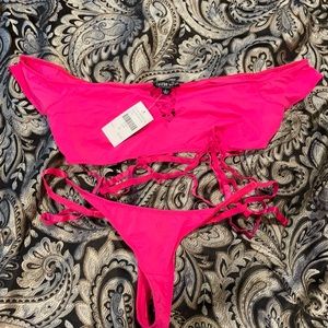 FashionNova hot pink thong bikini size L